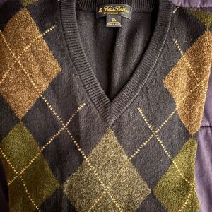 Brooks Brothers Argyle V Neck Sweater - XL